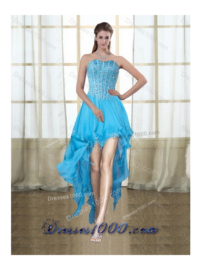 Detachable Baby Blue Strapless 2015 Quinceanera Dress with Beading