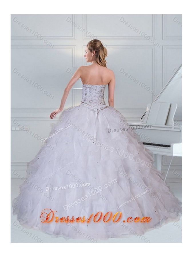Detachable Sweetheart White Quinceanera Dress with Ruffles and Beading