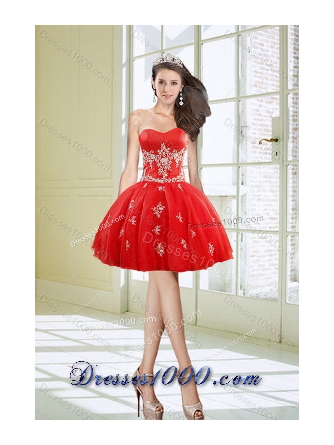 Perfect Red Quince Dresses with Appliques for 2015