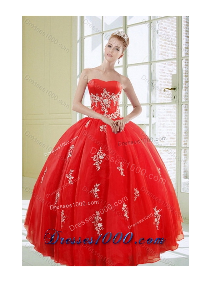 Perfect Red Quince Dresses with Appliques for 2015