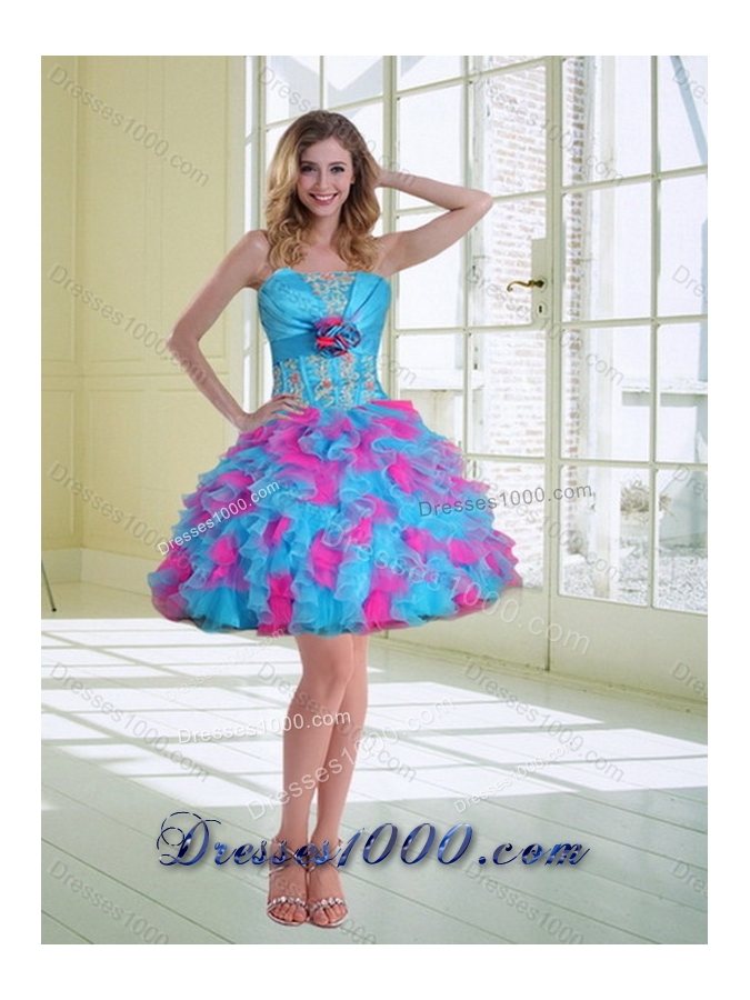 Strapless Detachable Quinceanera Dress with Appliques and Ruffles