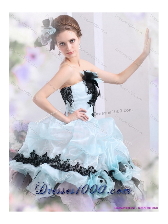 Ruffles Multi Color 2015 Quinceanera Dresses with Hand Made Flowers