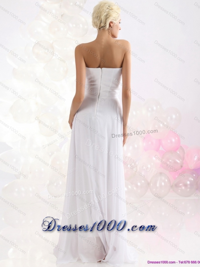 2015 Elegant Ruching Floor Length Prom Dress in White