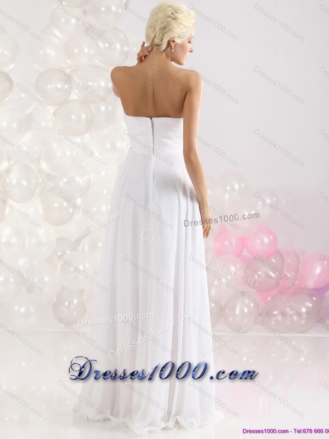 2015 Elegant Ruching Floor Length Prom Dress in White