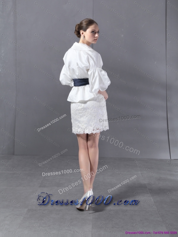 2015 Lovely Strapless White Prom Dress with Lace and Belt