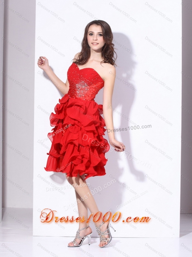 2015 Red Ruching Sweetheart Prom Dresses with Beading and Ruffles