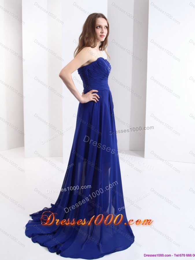 2015 Sweetheart Prom Dress with Beading and Brush Train