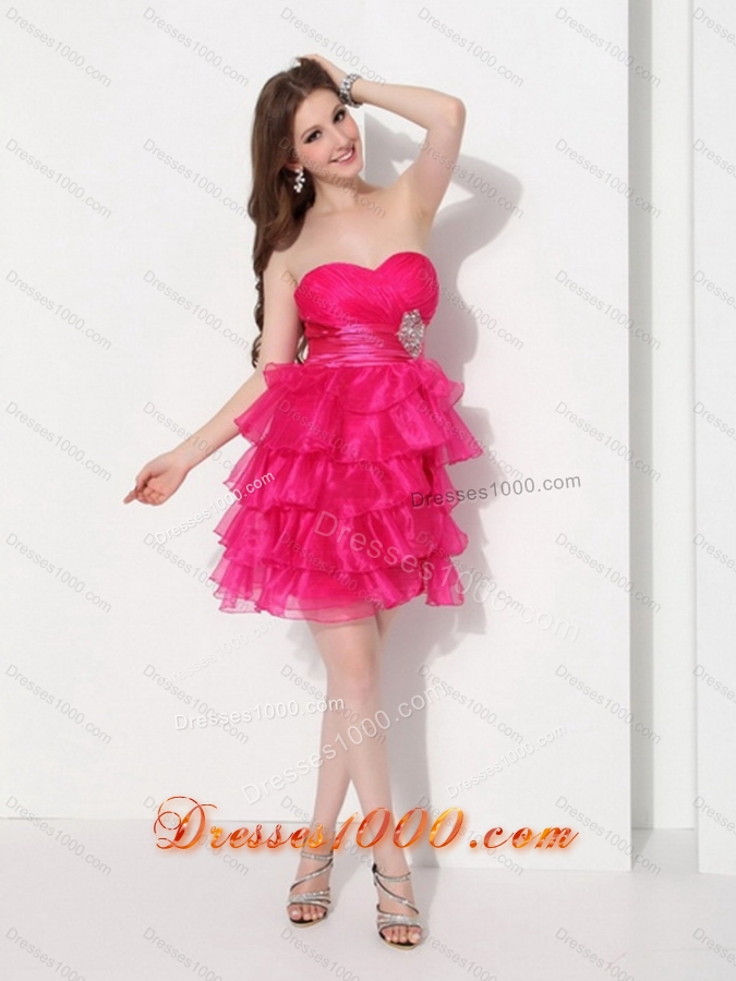 2015 Sweetheart Prom Dresses with Ruffled Layers and Beading
