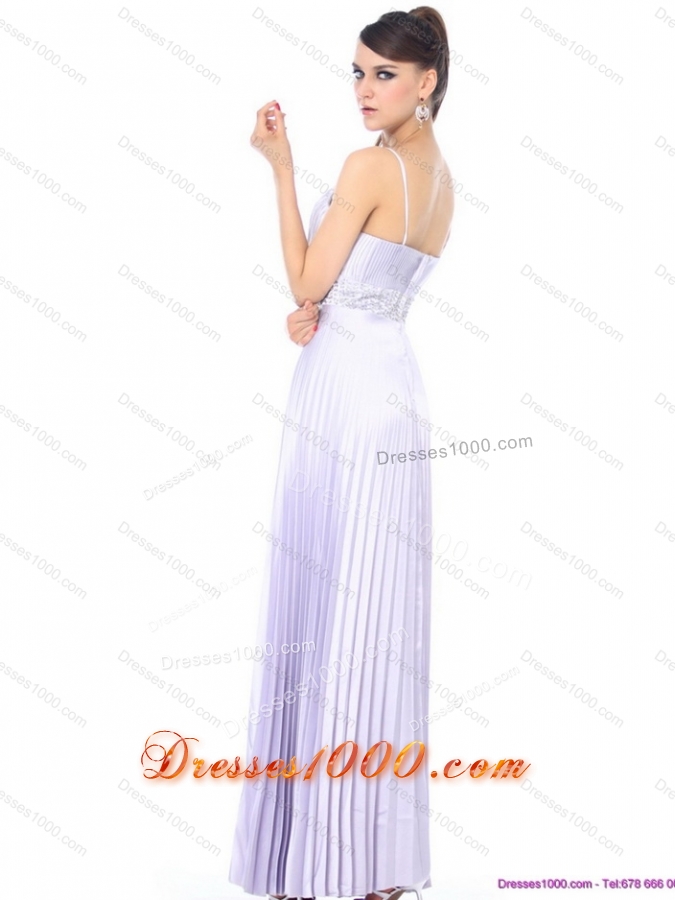 Elegant 2015 Empire V Neck Prom Dress with Pleats and Beading
