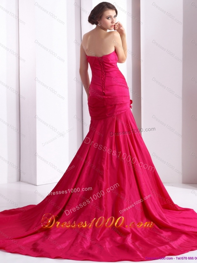 Elegant 2015 Prom Dress with Hand Made Flowers and Ruching