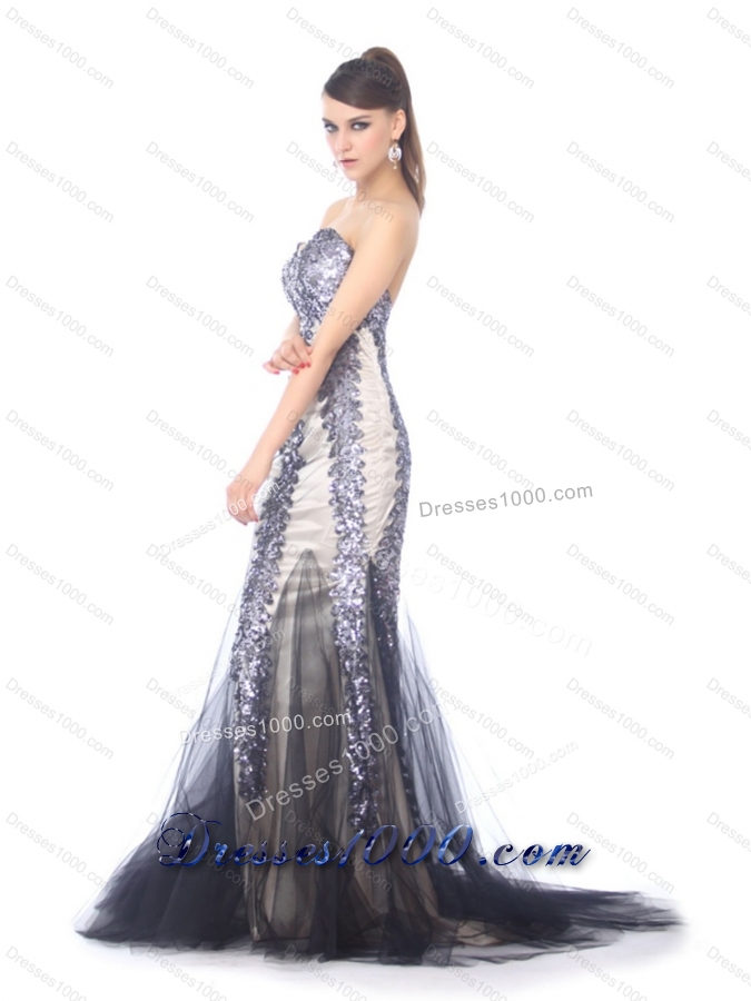 Elegant 2015 Sweetheart Mermaid Prom Dress with Beading and Brush Train