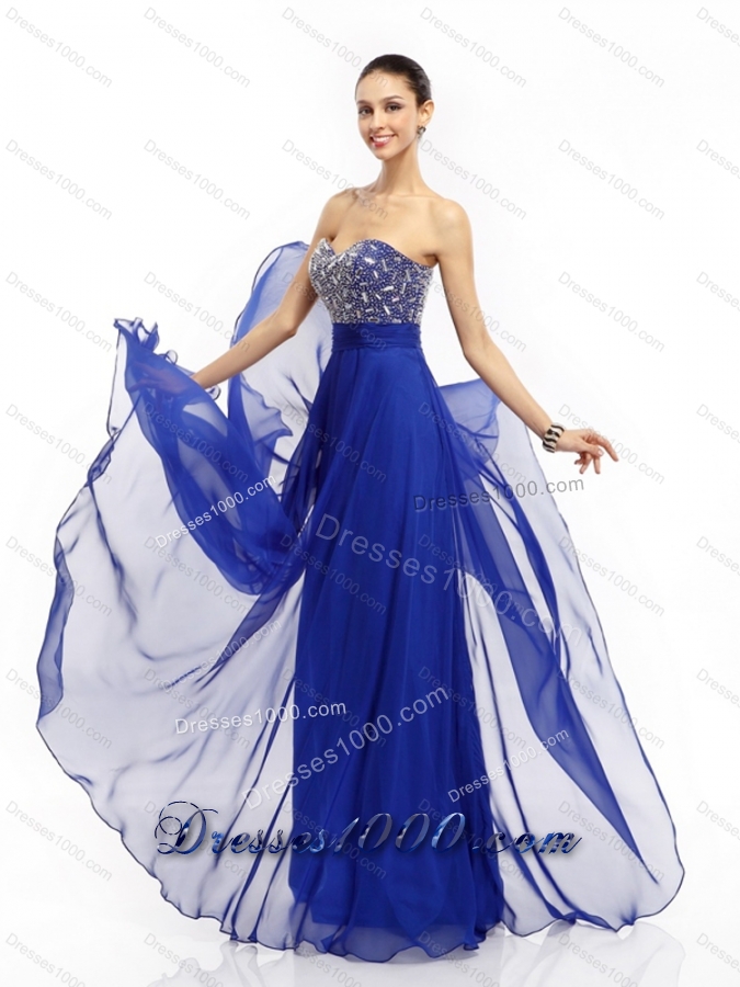 Elegant 2015 Sweetheart Prom Dress with Brush Train and Beading