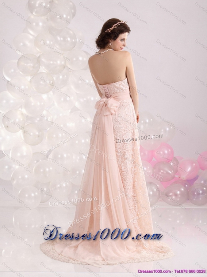 Elegant Strapless Sequins and Lace Prom Dress with Brush Train
