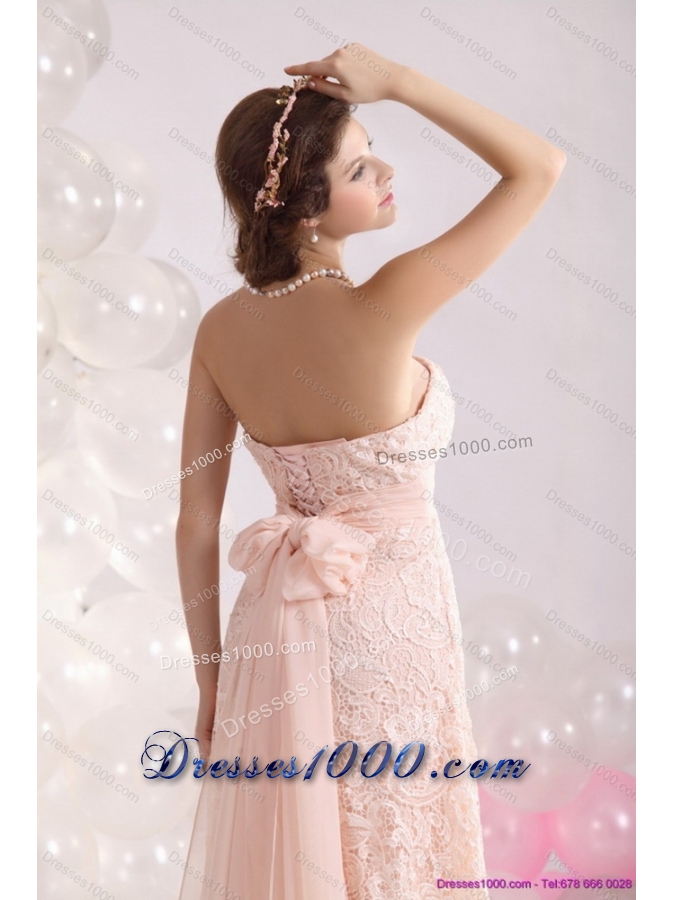 Elegant Strapless Sequins and Lace Prom Dress with Brush Train