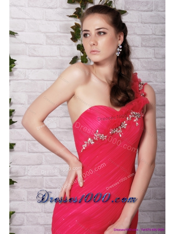 Exclusive Brush Train 2015 Prom Dress with Ruching and Beading