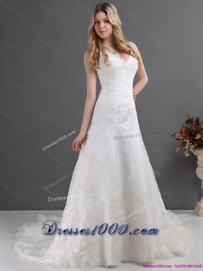 2015 Perfect Lace Wedding Dress with Spaghetti Straps