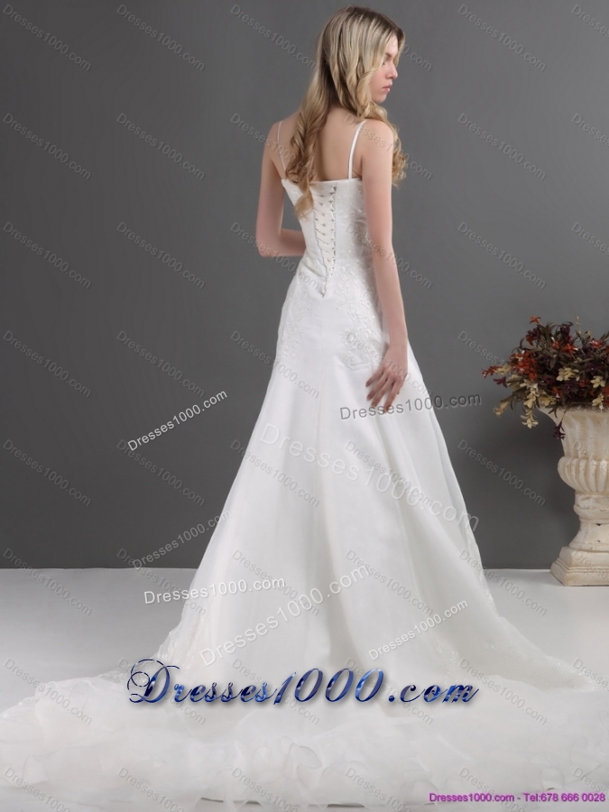 2015 Perfect Lace Wedding Dress with Spaghetti Straps
