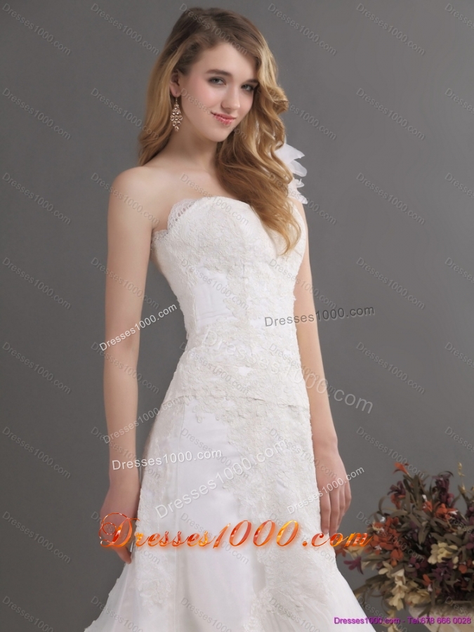 2015 Perfect One Shoulder Wedding Dress with Lace