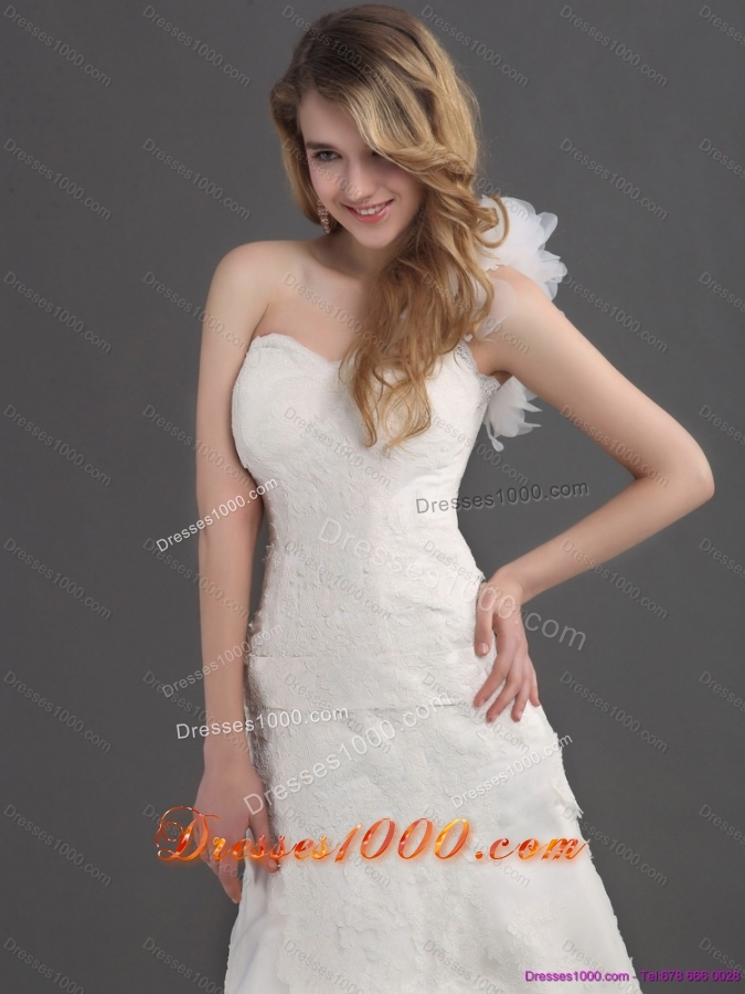2015 Perfect One Shoulder Wedding Dress with Lace