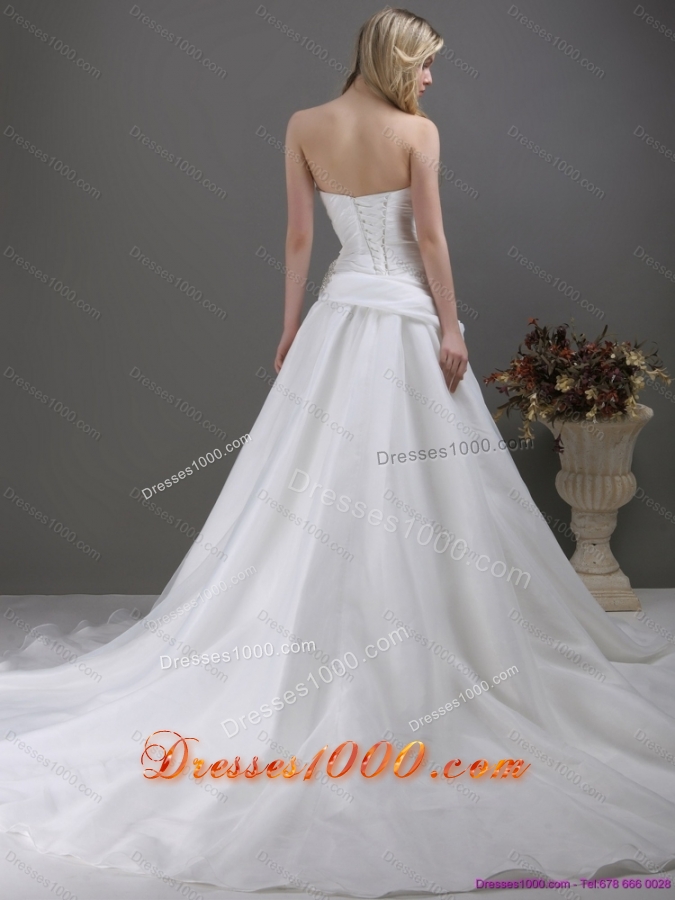 2015 Perfect Ruching and Beading Wedding Dress