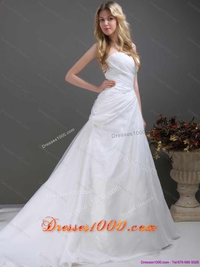 2015 Perfect Ruching and Beading Wedding Dress