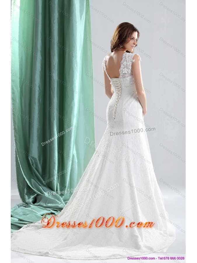 Perfect 2015 V Neck Wedding Dresses with Beading and and Ruching
