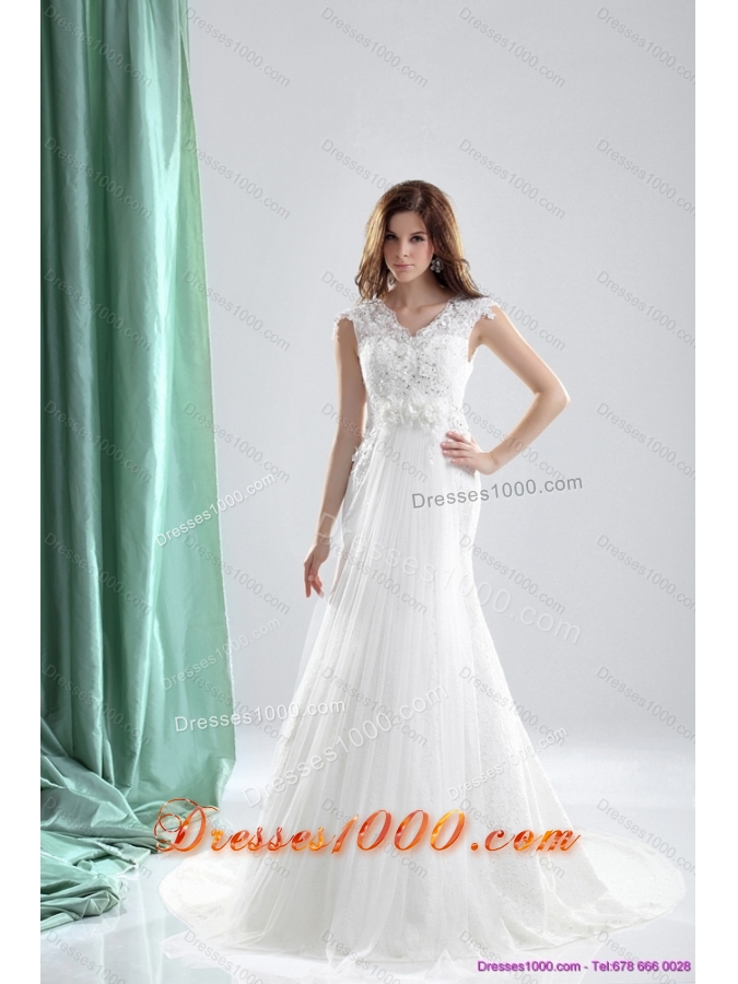Perfect 2015 V Neck Wedding Dresses with Beading and and Ruching