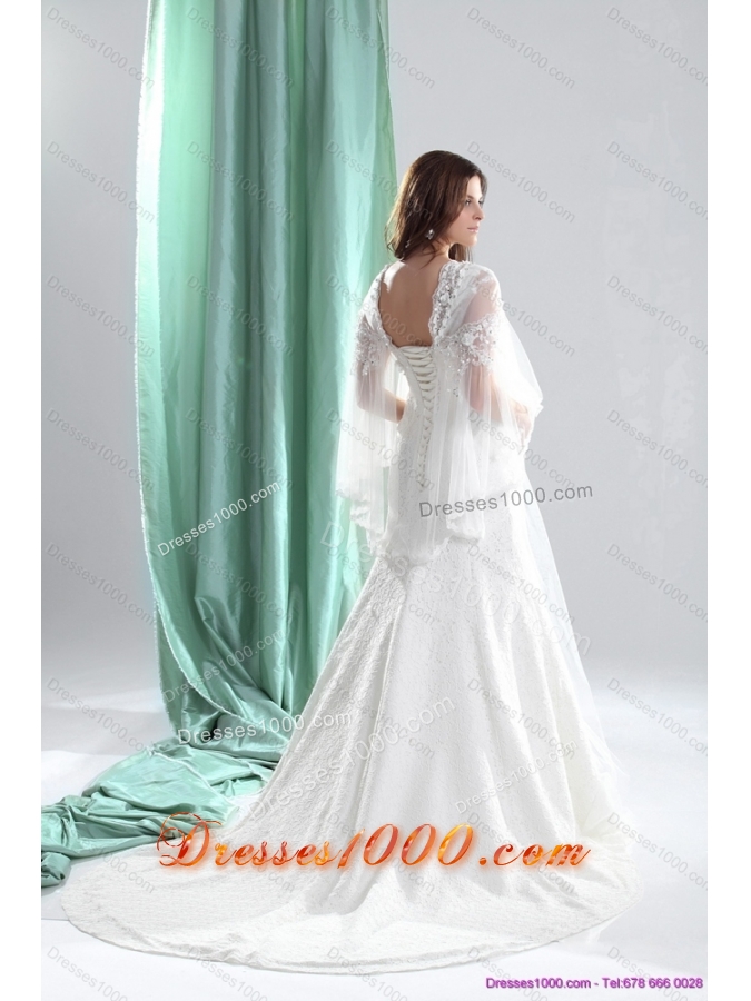 Perfect 2015 V Neck Wedding Dresses with Beading and and Ruching