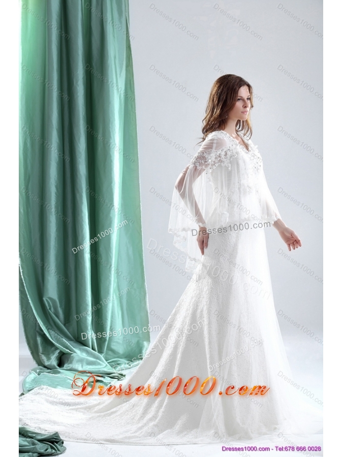 Perfect 2015 V Neck Wedding Dresses with Beading and and Ruching