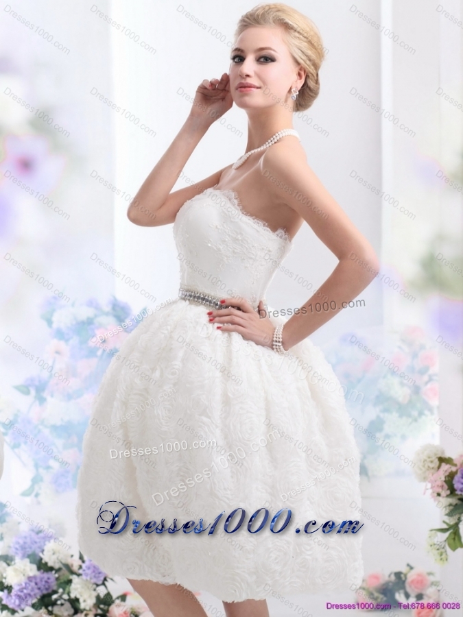 2015 Classical Strapless Wedding Dress with Knee Length