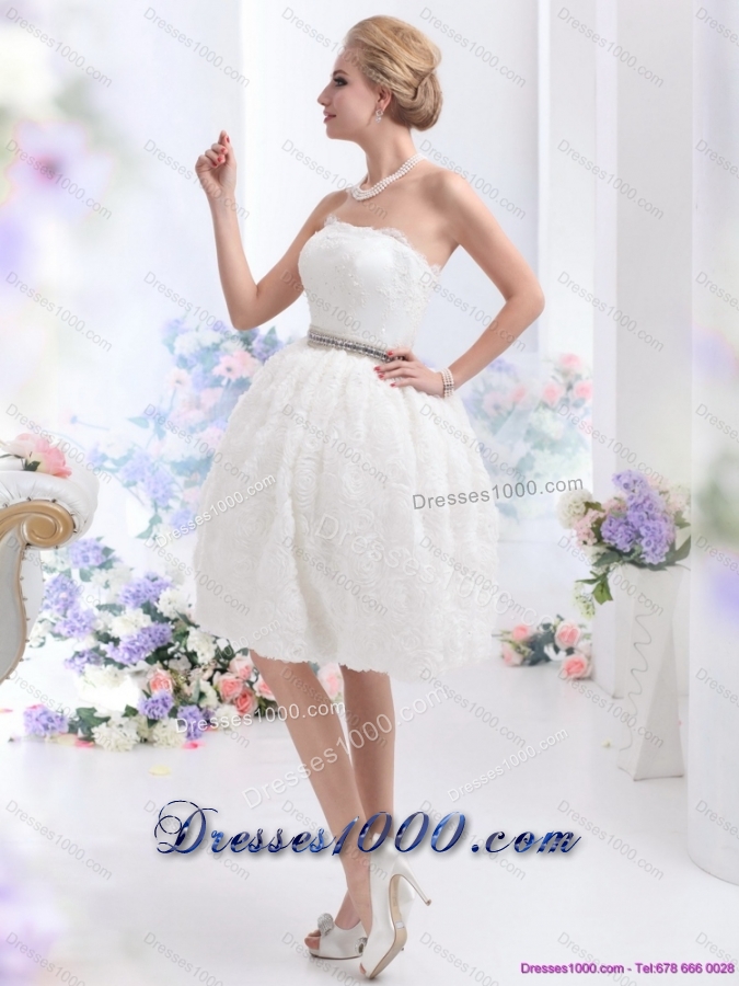 2015 Classical Strapless Wedding Dress with Knee Length