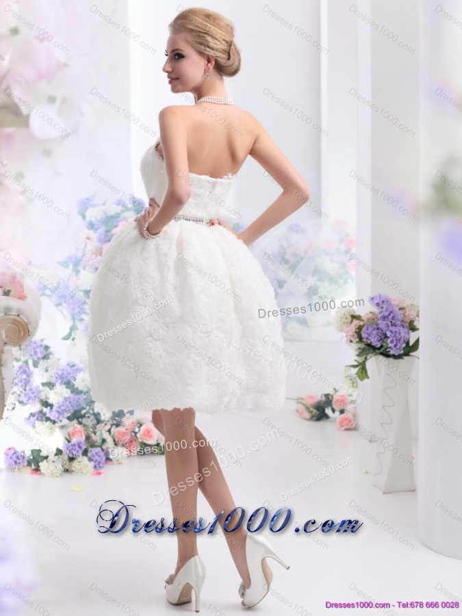 2015 Classical Strapless Wedding Dress with Knee Length