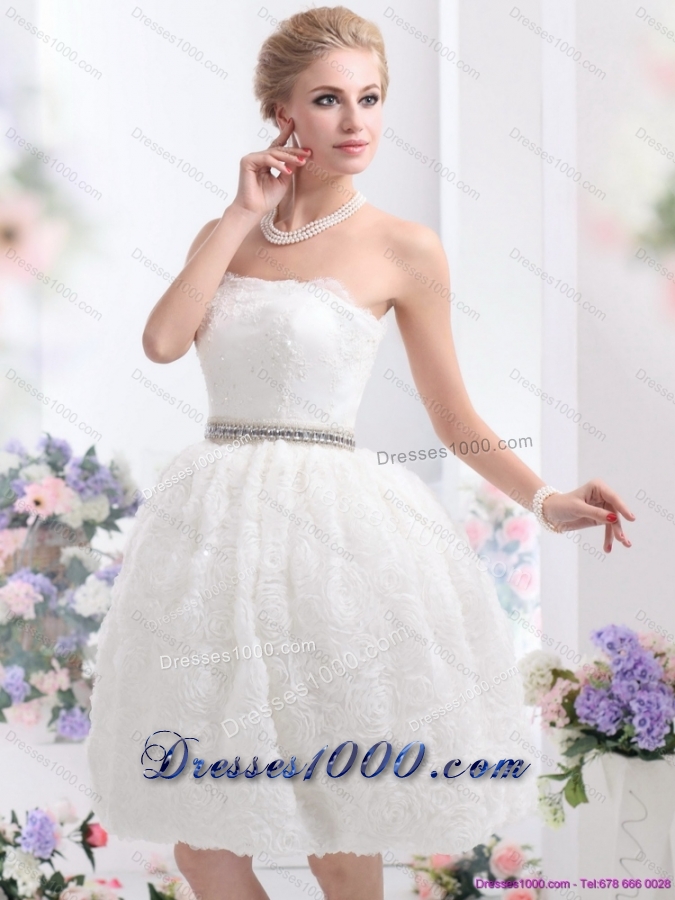 2015 Classical Strapless Wedding Dress with Knee Length