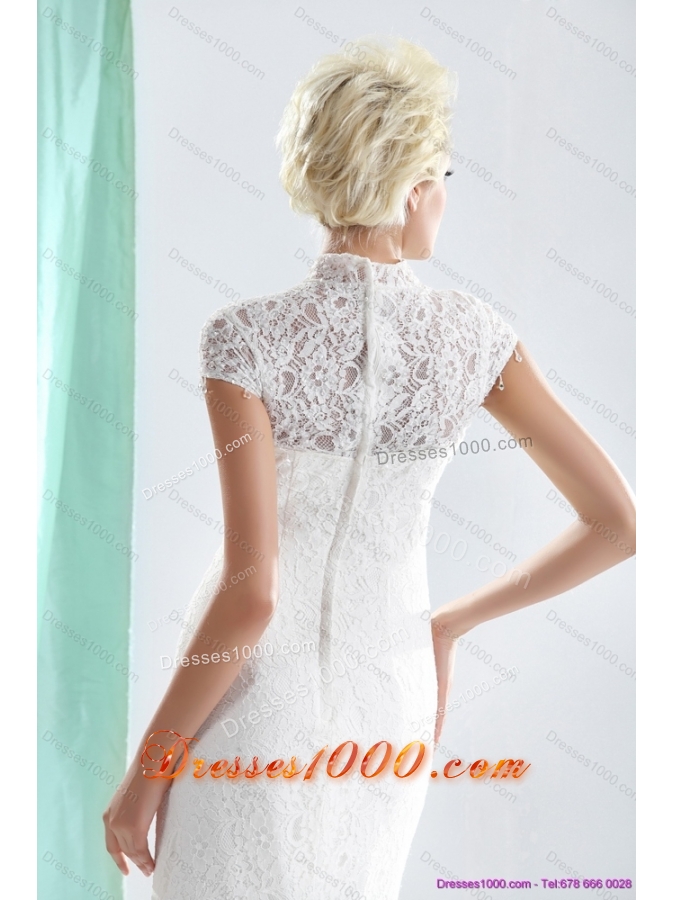 2015 New Style High Neck Wedding Dresses with Lace