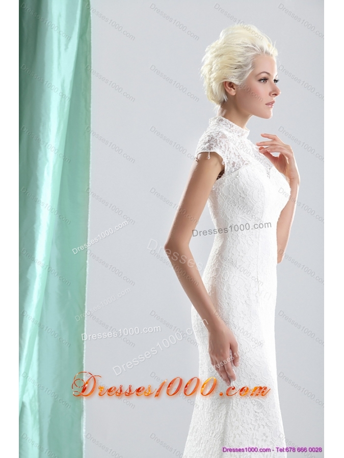 2015 New Style High Neck Wedding Dresses with Lace