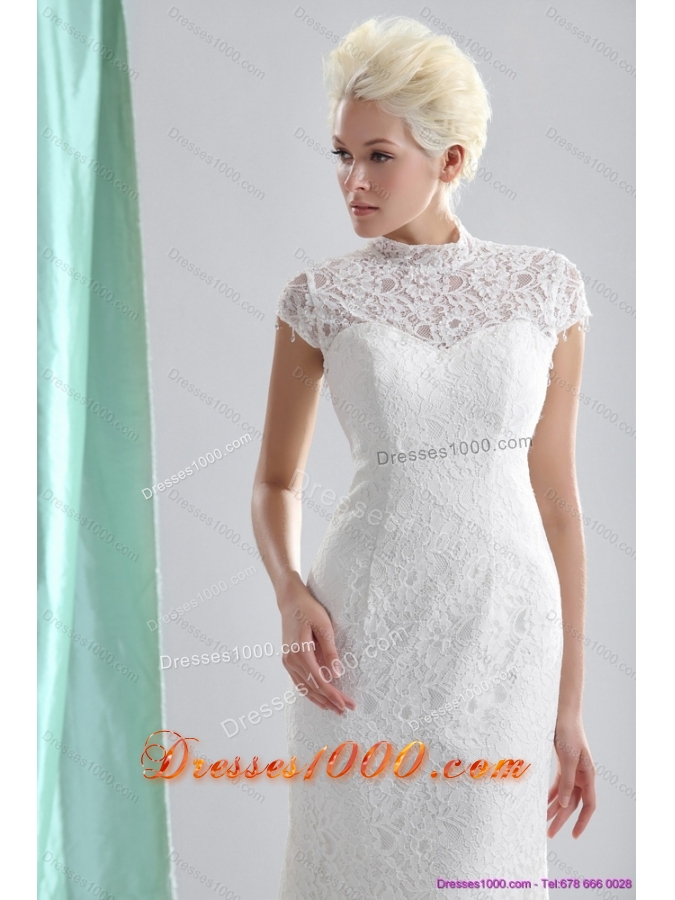 2015 New Style High Neck Wedding Dresses with Lace