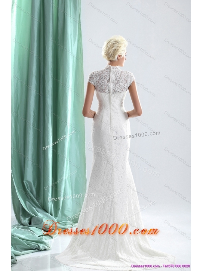 2015 New Style High Neck Wedding Dresses with Lace
