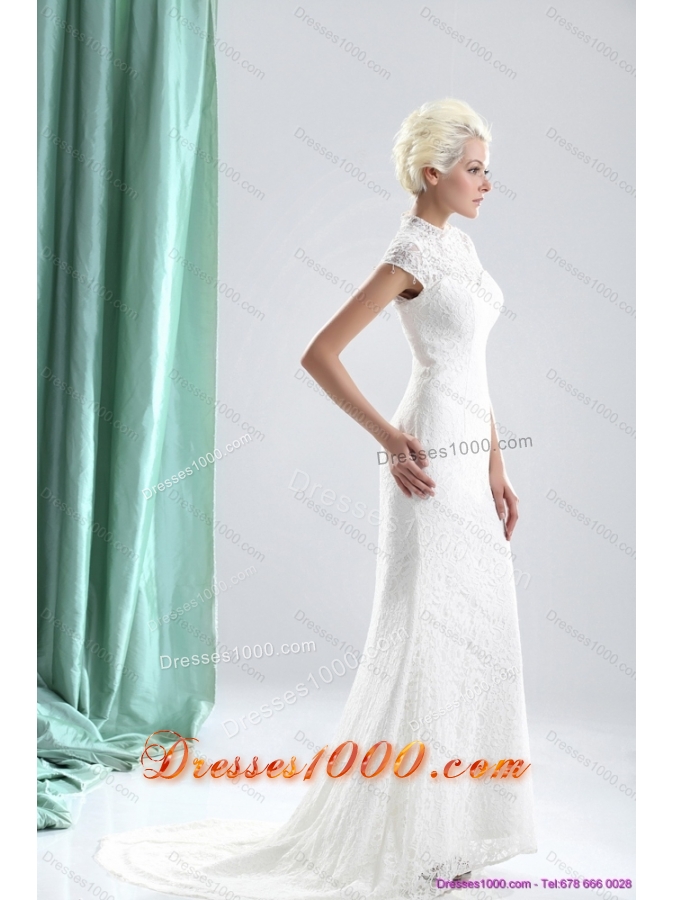 2015 New Style High Neck Wedding Dresses with Lace