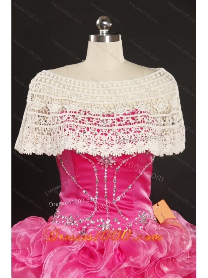 2015 New Style Strapless Wedding Dress with Lace and Ruching