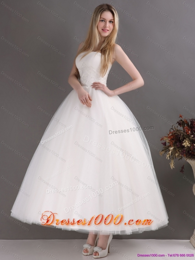 2015 New Style Sweetheart Ankle Length Lace Wedding Dress