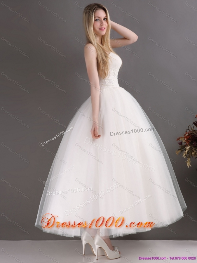 2015 New Style Sweetheart Ankle Length Lace Wedding Dress