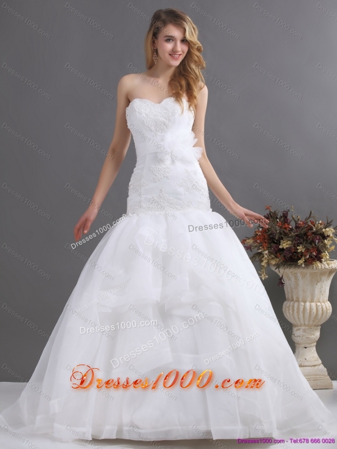2015 New Style Sweetheart Wedding Dress with Brush Train