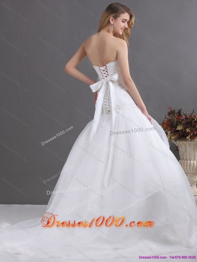 2015 New Style Sweetheart Wedding Dress with Brush Train