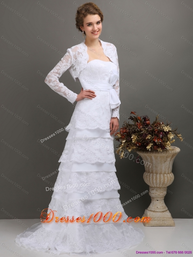 2015 New Style Sweetheart Wedding Dress with Lace and Bowknot