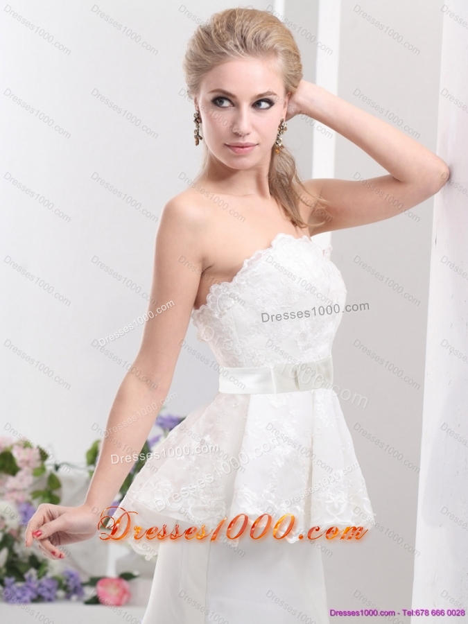 2015 New Style Sweetheart Wedding Dress with Lace and Bowknot