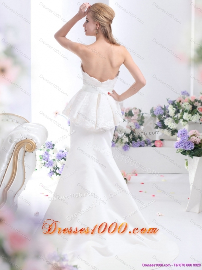 2015 New Style Sweetheart Wedding Dress with Lace and Bowknot