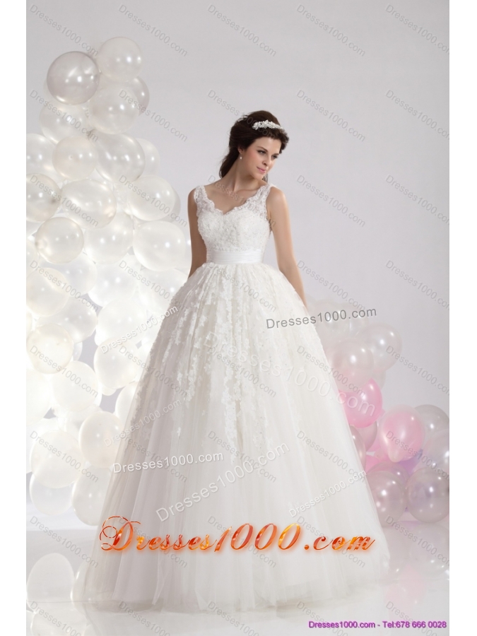 2015 Perfect A Line Lace Wedding Dress with Floorl Length