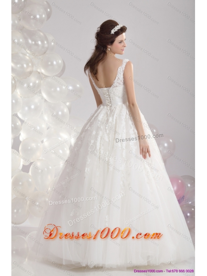 2015 Perfect A Line Lace Wedding Dress with Floorl Length