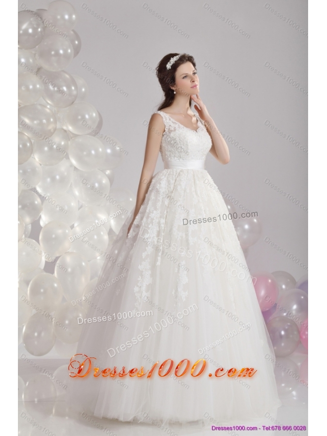 2015 Perfect A Line Lace Wedding Dress with Floorl Length