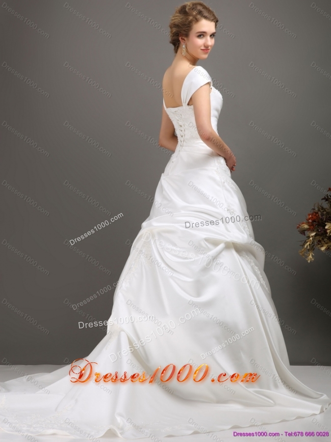 2015 Perfect Square Lace Wedding Dress with Floor Length